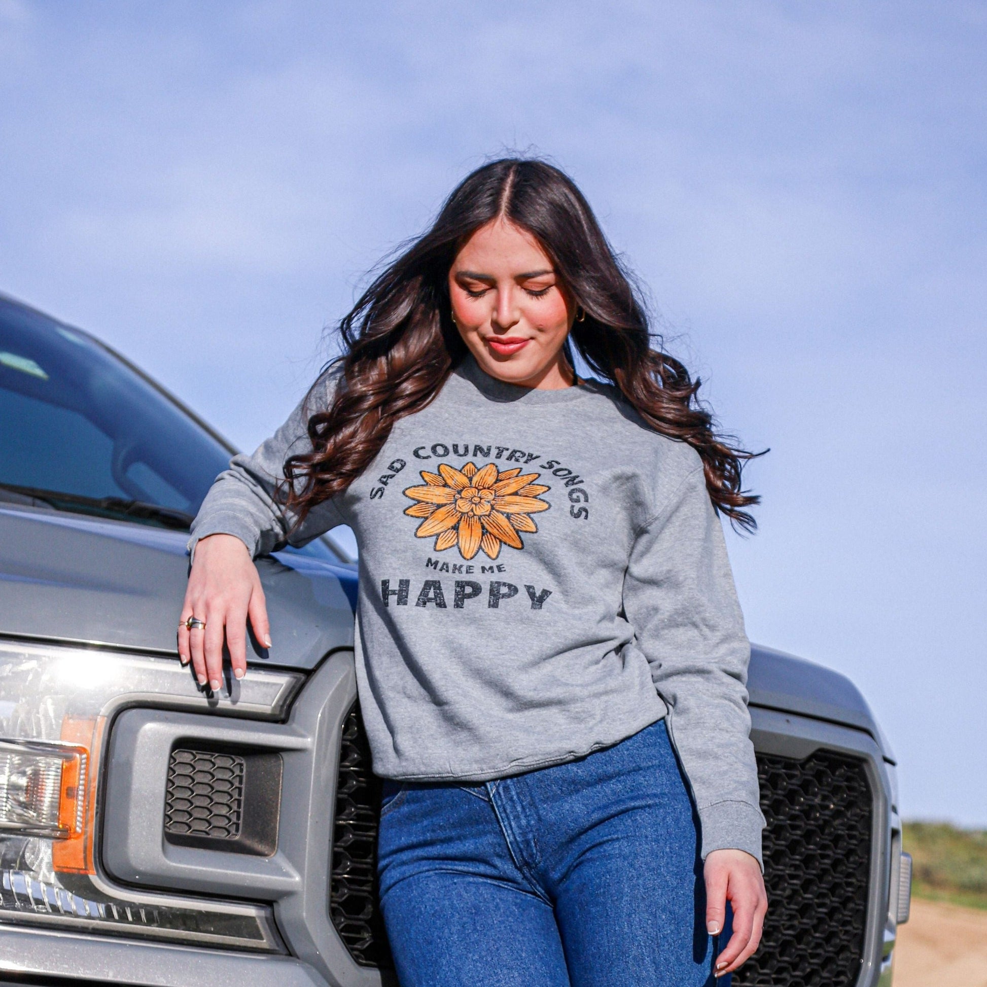 Sad Country Songs Make Me Happy Crewneck Sweatshirt