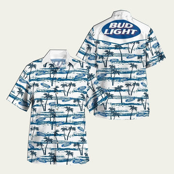 Sea Palm Trees Bud Light Hawaiian Shirt