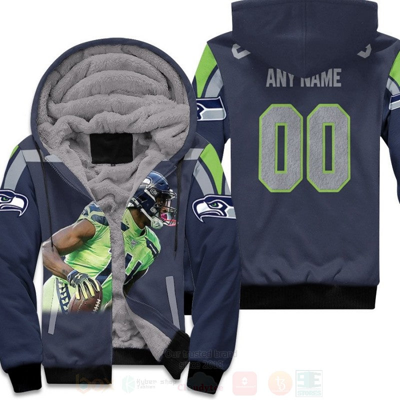 Seattle Seahawks Dk Metcalf 14 Nfl Navy Personalized 3D Fleece Hoodie - Hot Sale 2024