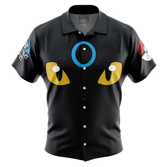 Shiny Umbreon Face Pokemon Button Up Hawaiian Shirt