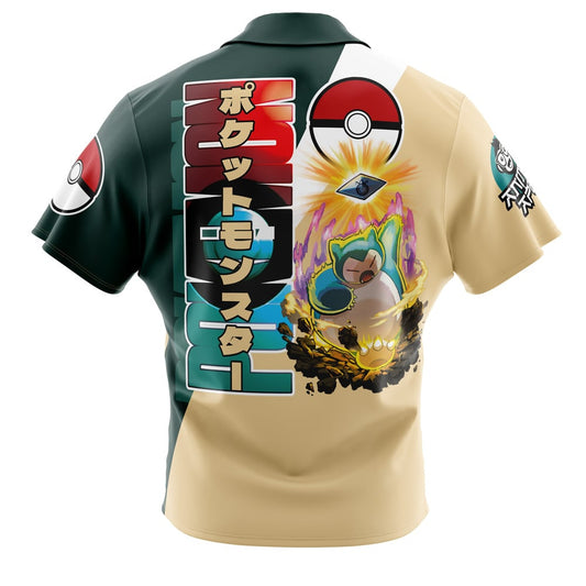 Snorlax Pokemon Button Up Hawaiian Shirt