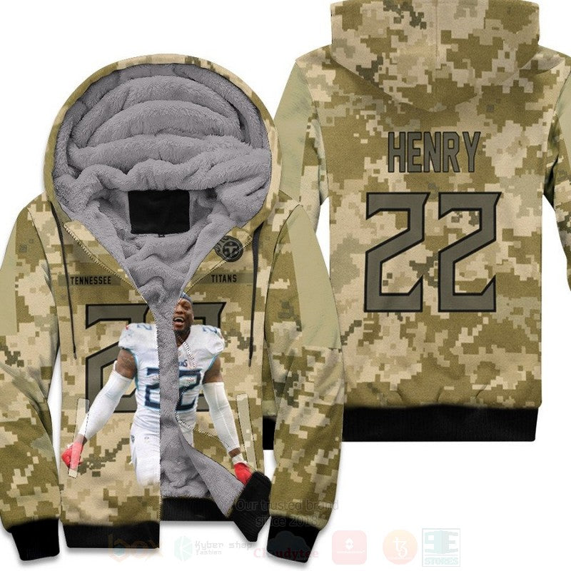 Tennessee Titans Derrick Henry 22 Nfl Camo 3D Fleece Hoodie - Hot Sale 2024