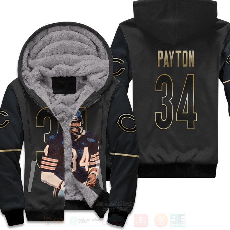 Walter Payton Chicago Bears 34 Nfl Golden Black 3D Fleece Hoodie - Hot Sale 2024