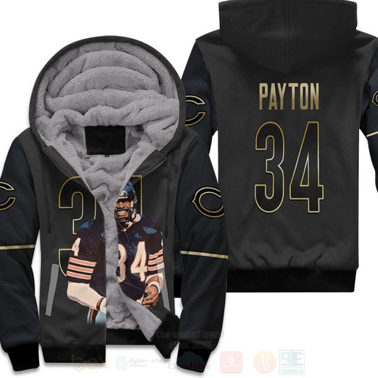 Walter Payton Chicago Bears 34 Nfl Golden Black 3D Fleece Hoodie - Hot Sale 2024