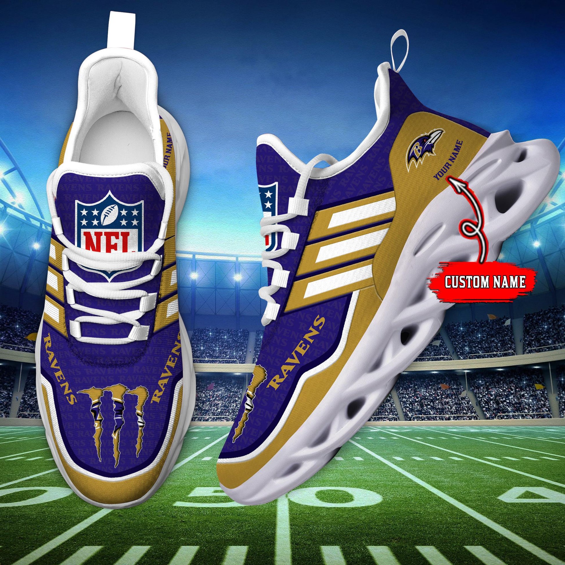 FoxnFish Baltimore Ravens Max Soul Shoes Sneakers For Men And Women