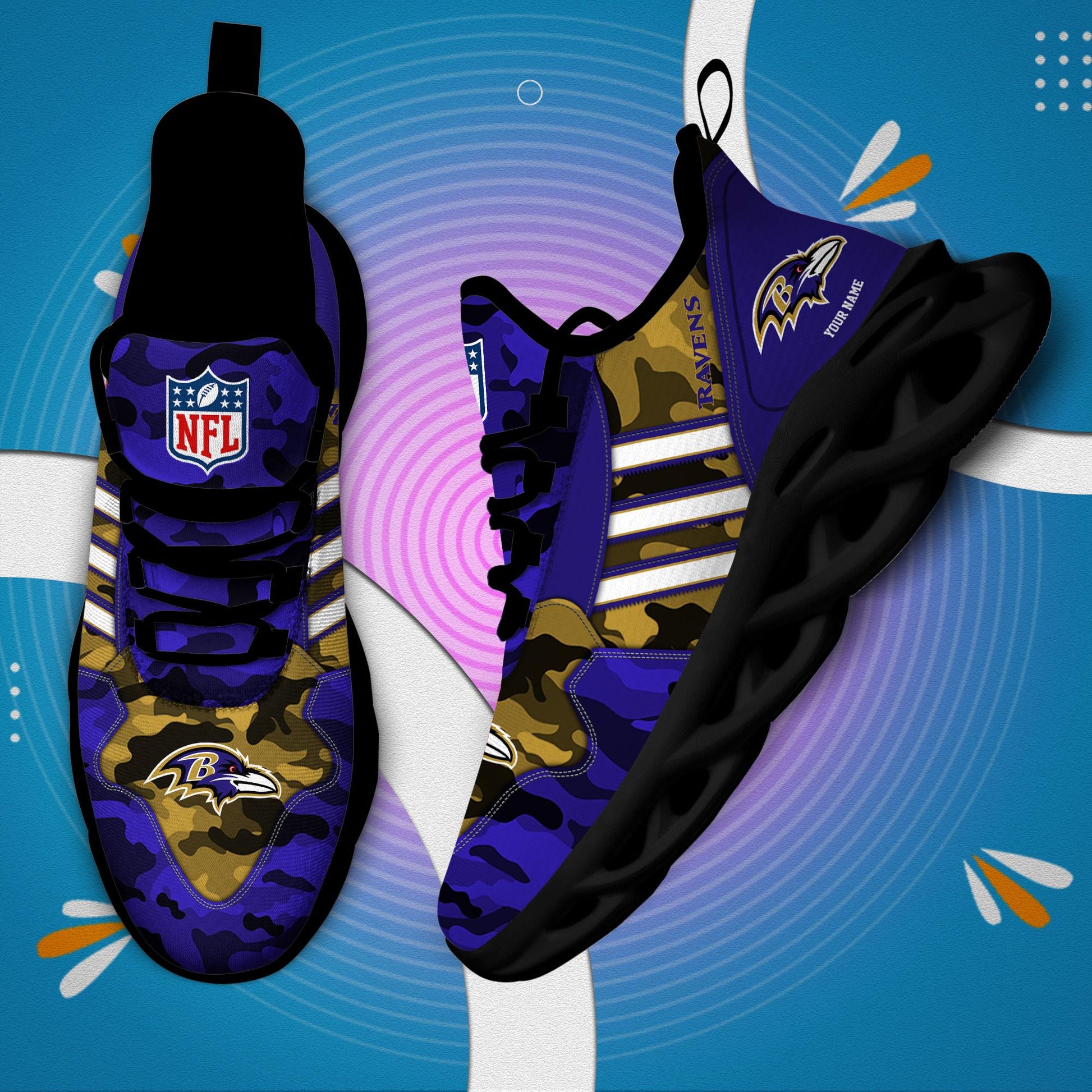 FoxnFish Baltimore Ravens Max Soul Shoes Sneakers For Men And Women