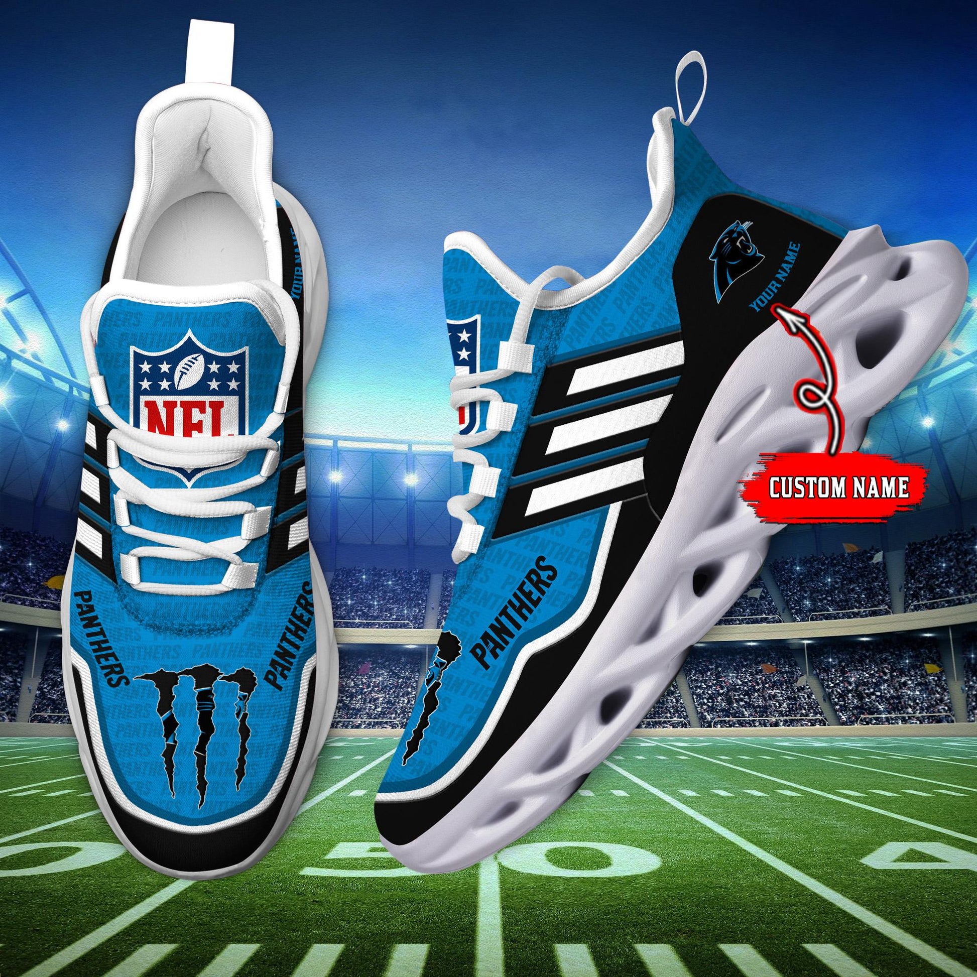 FoxnFish Carolina Panthers Max Soul Shoes Sneakers For Men And Women