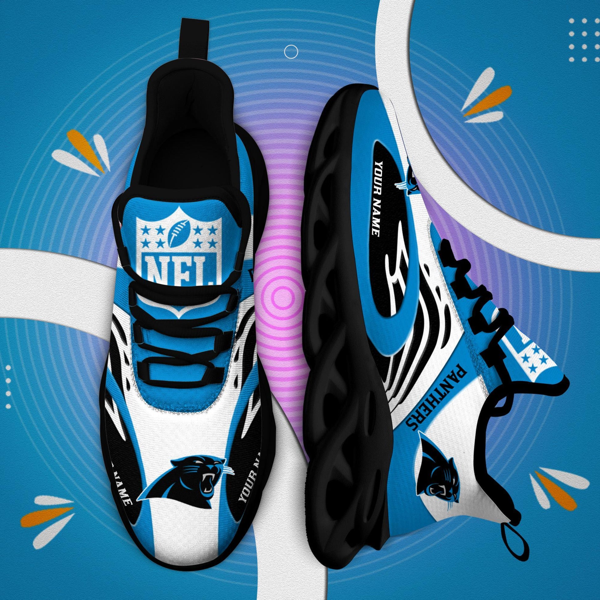 FoxnFish Carolina Panthers Max Soul Shoes Sneakers For Men And Women