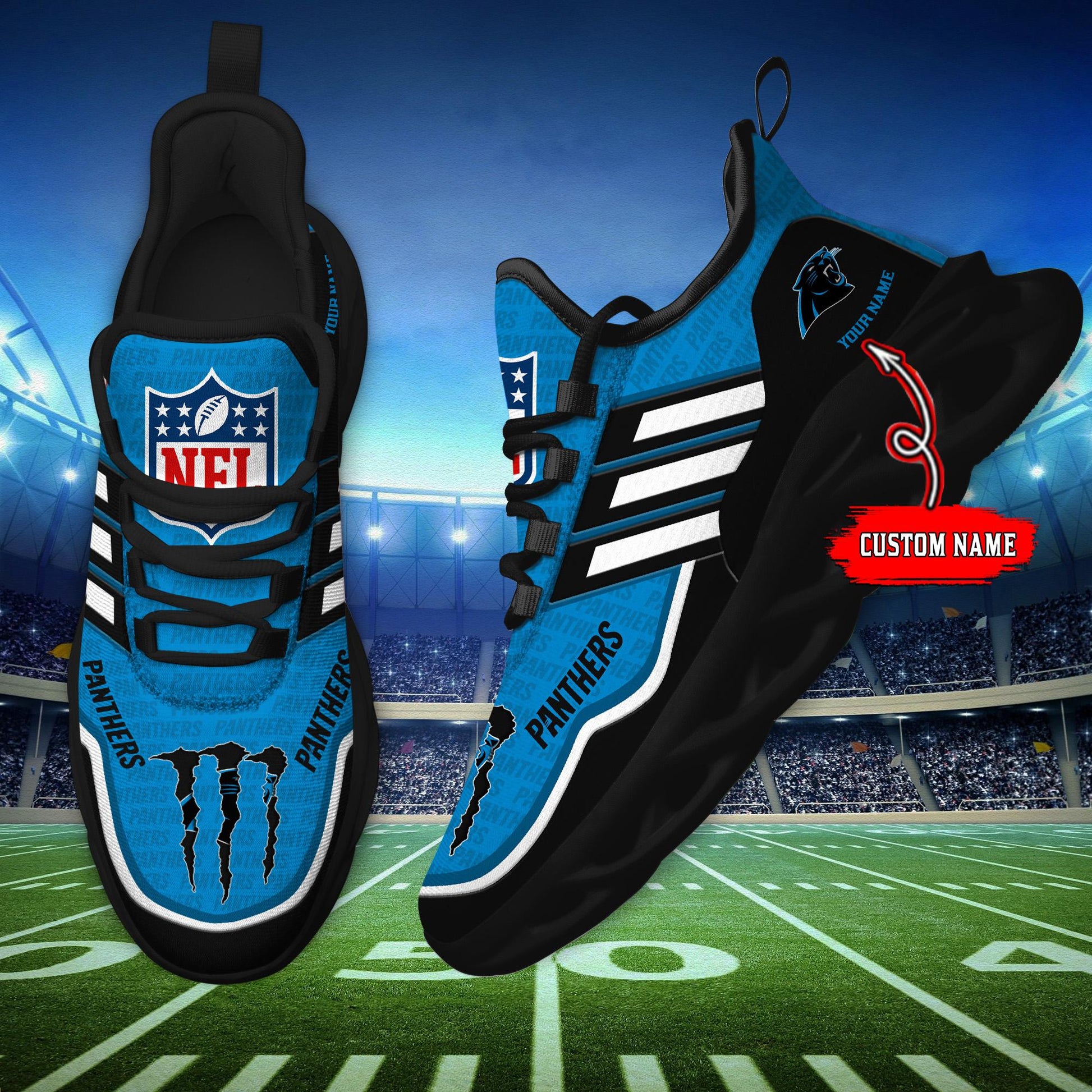 FoxnFish Carolina Panthers Max Soul Shoes Sneakers For Men And Women