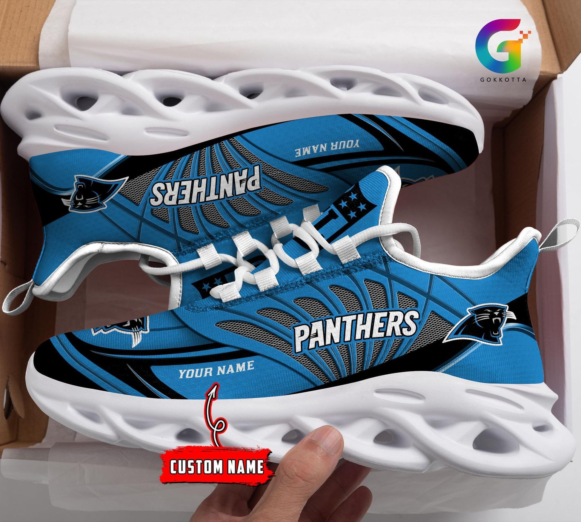 FoxnFish Carolina Panthers Max Soul Shoes Sneakers For Men And Women