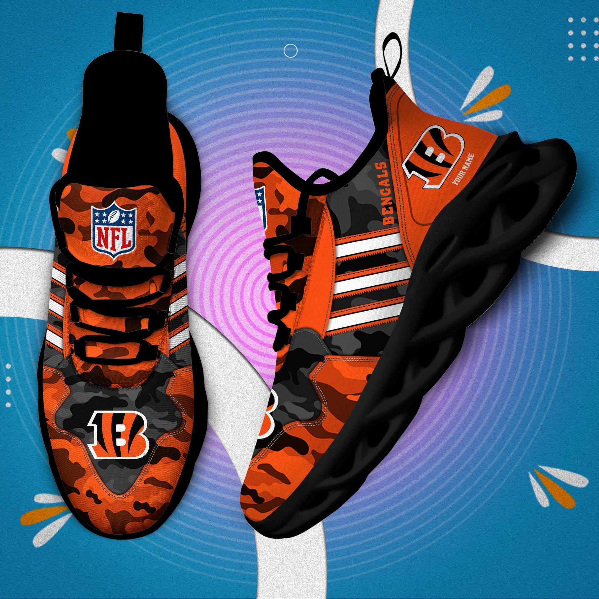 FoxnFish Cincinnati Bengals Max Soul Shoes Sneakers For Men And Women