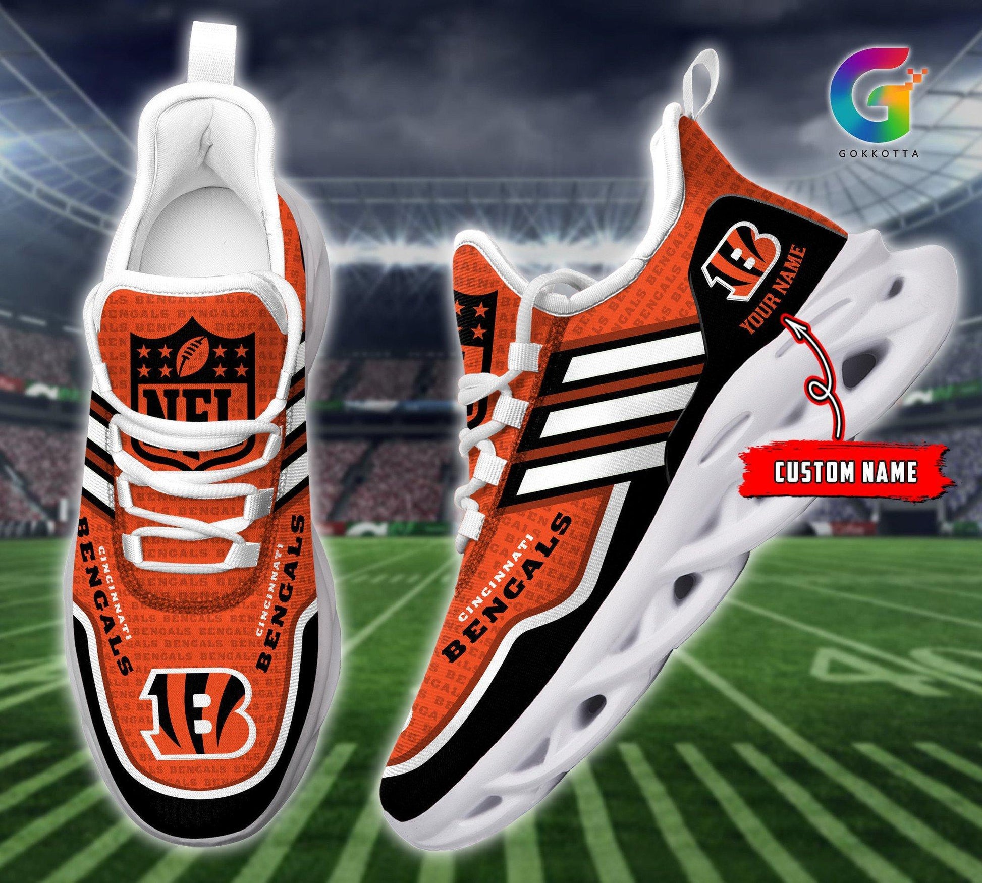 FoxnFish Cincinnati Bengals Max Soul Shoes Sneakers For Men And Women