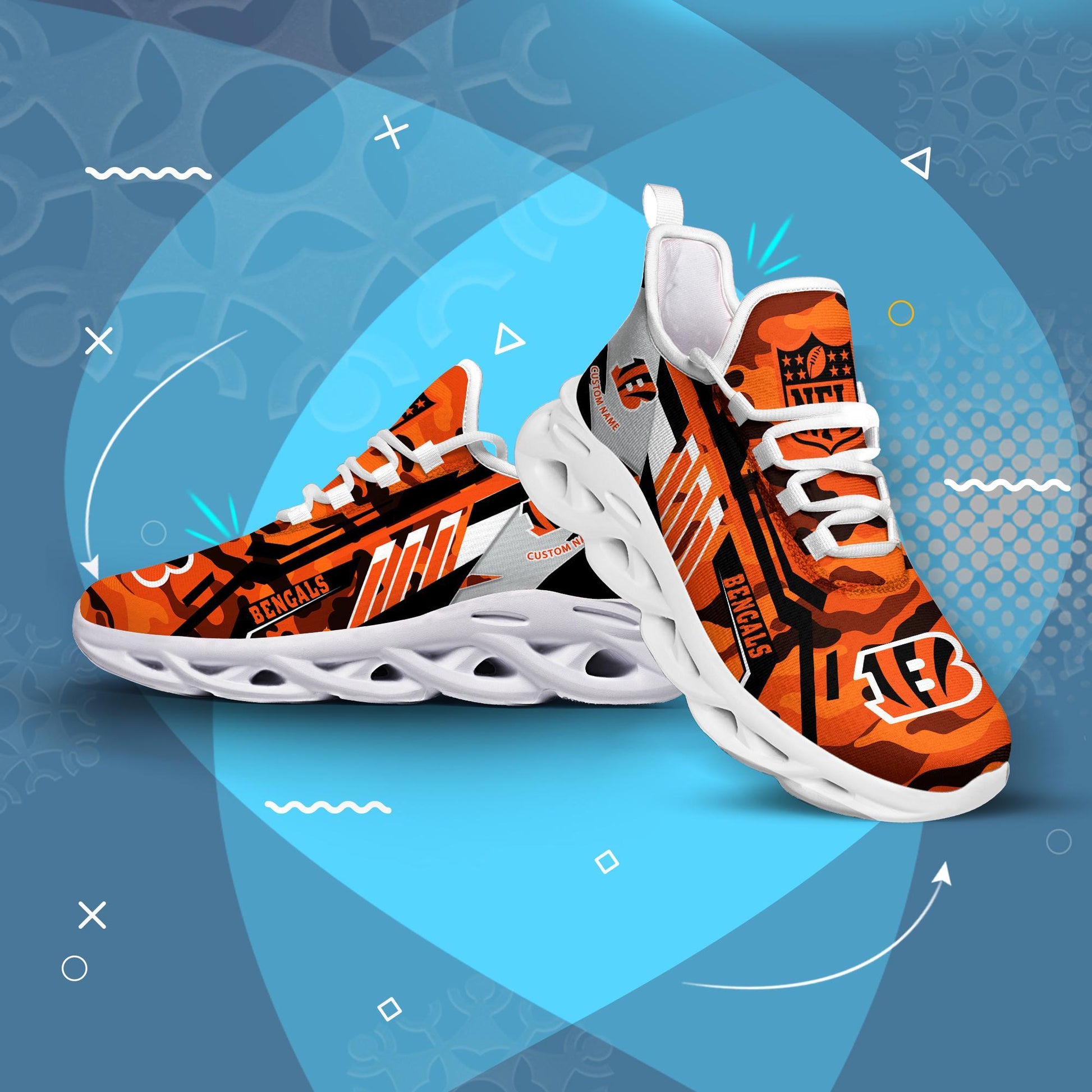 FoxnFish Cincinnati Bengals Max Soul Shoes Sneakers For Men And Women