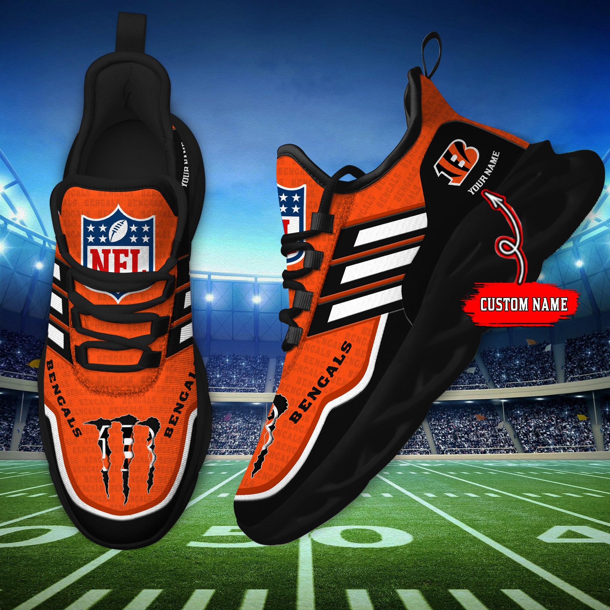 Arcticfootwear Cincinnati Bengals Max Soul Shoes Sneakers For Men And Women