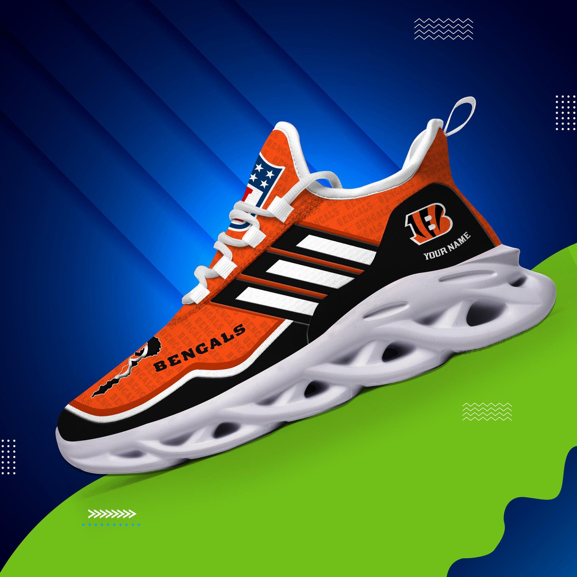 FoxnFish Cincinnati Bengals Max Soul Shoes Sneakers For Men And Women