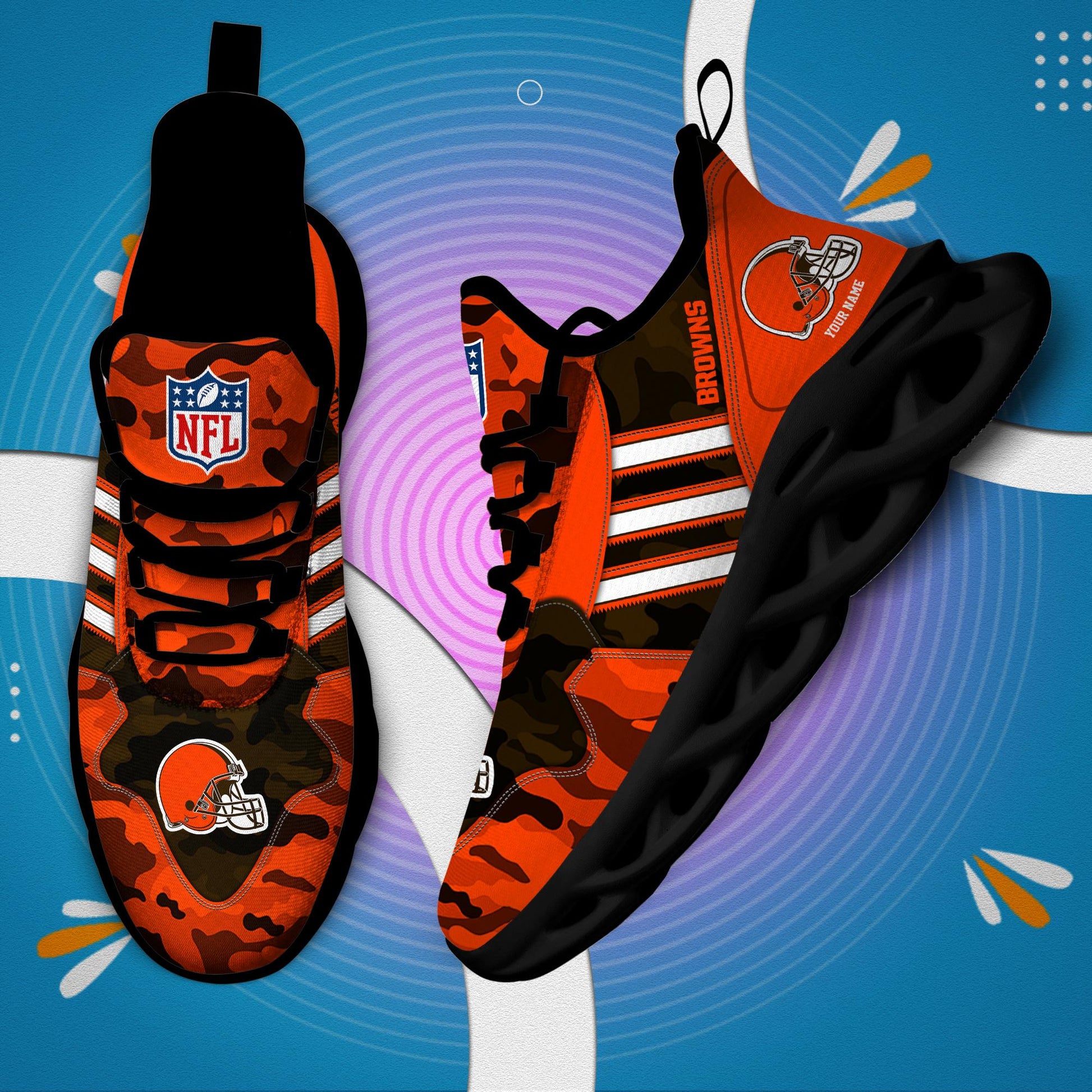 FoxnFish Cleveland Browns Max Soul Shoes Sneakers For Men And Women