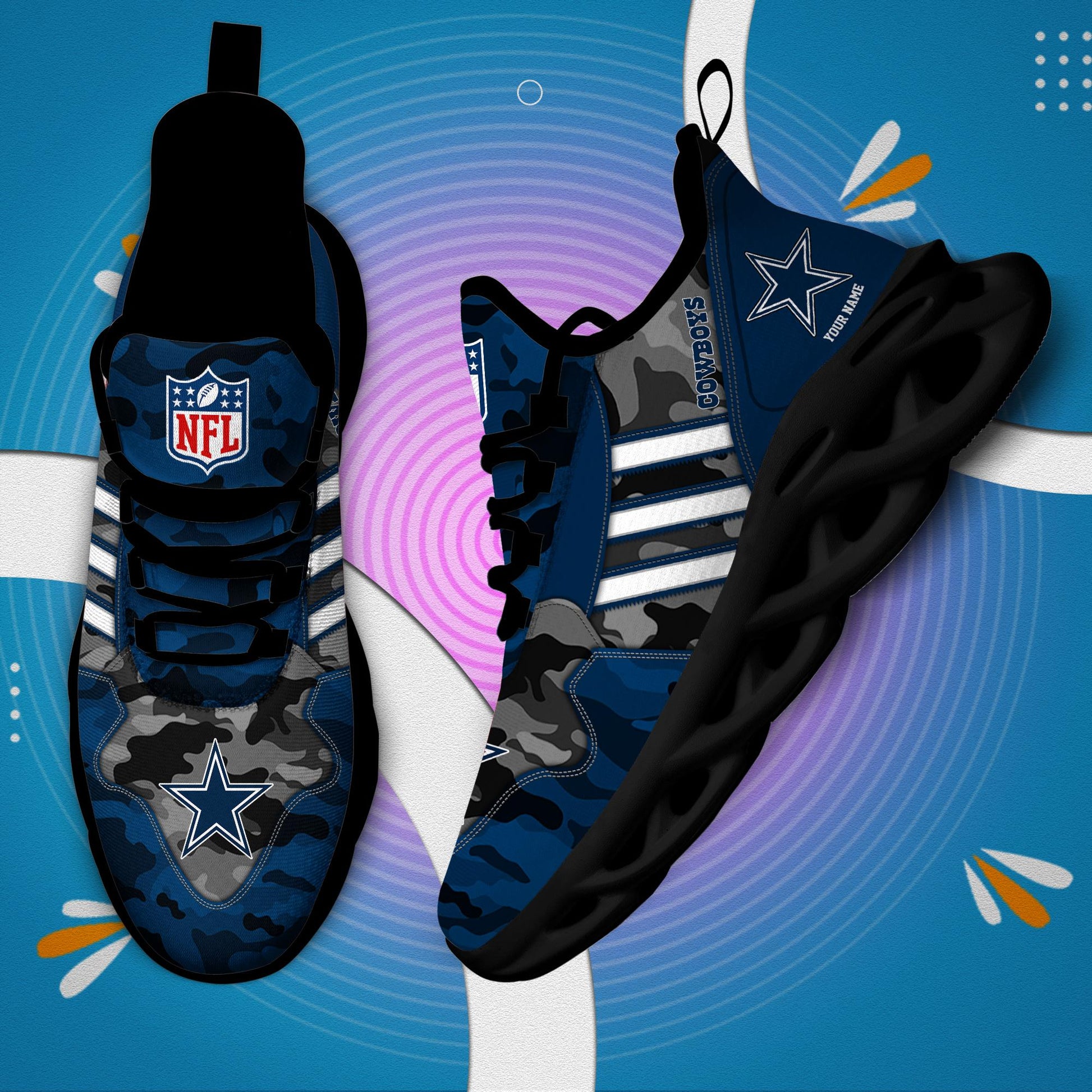 FoxnFish Dallas Cowboys Max Soul Shoes Sneakers For Men And Women