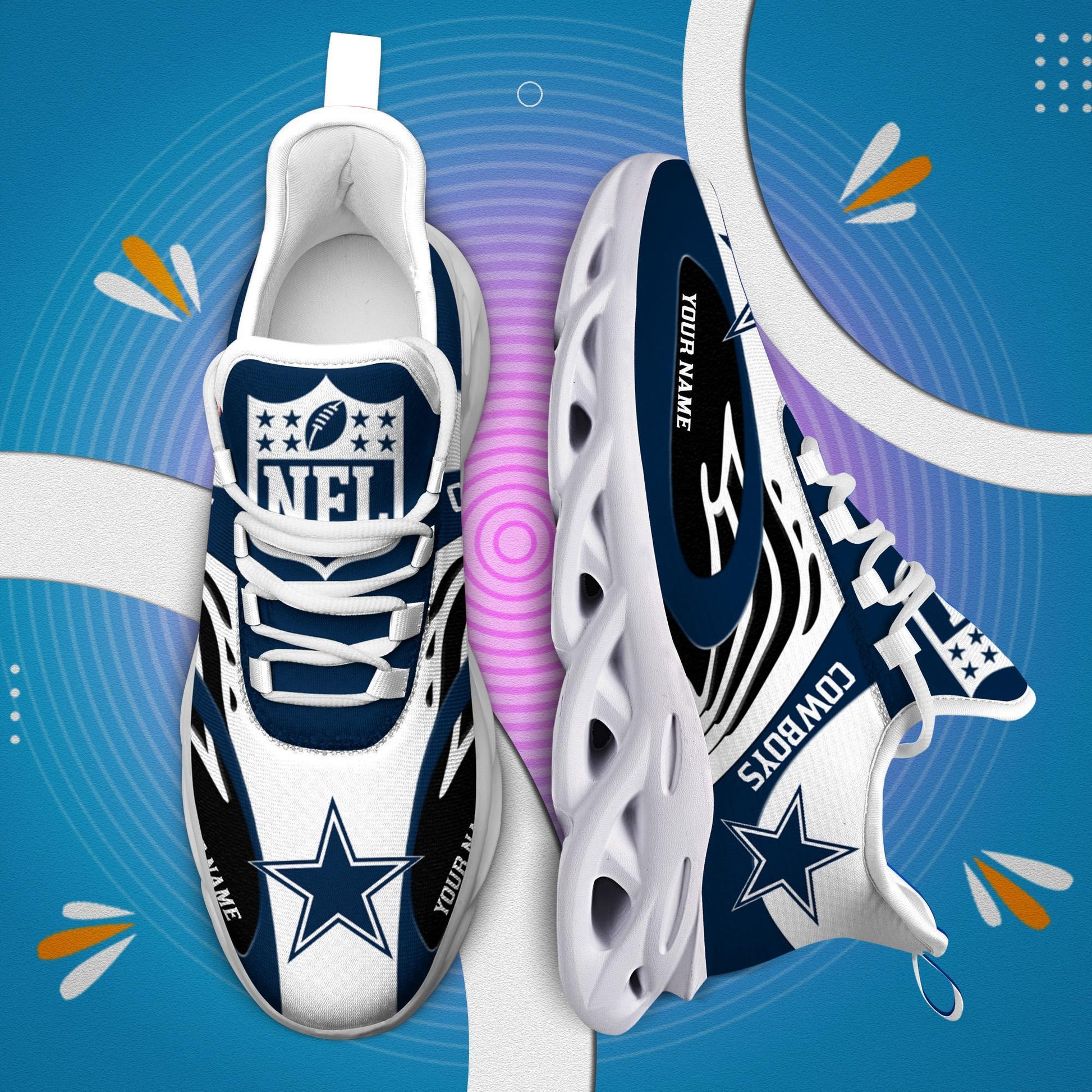 FoxnFish Dallas Cowboys Max Soul Shoes Sneakers For Men And Women