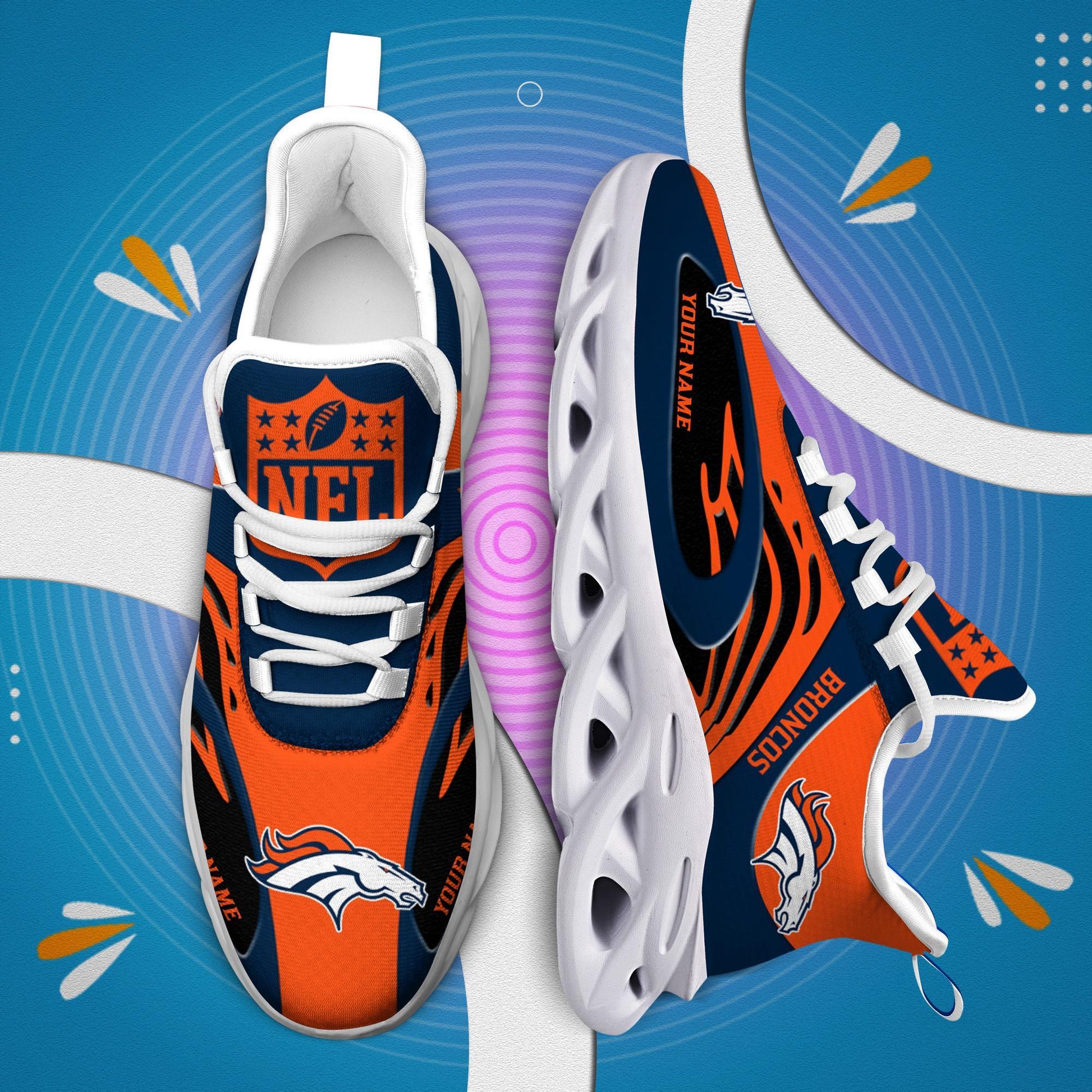 FoxnFish Denver Broncos Max Soul Shoes Sneakers For Men And Women