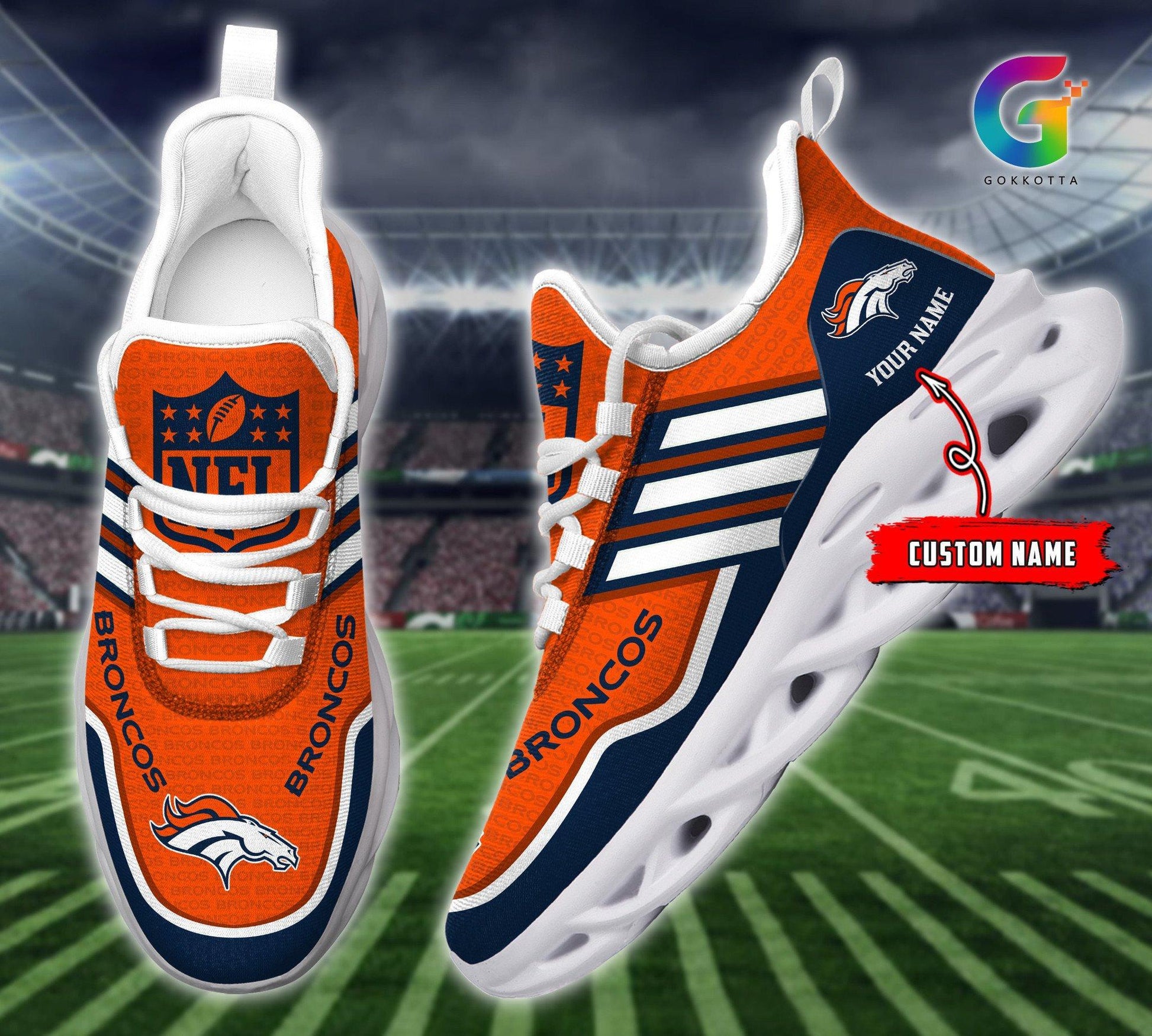 FoxnFish Denver Broncos Max Soul Shoes Sneakers For Men And Women