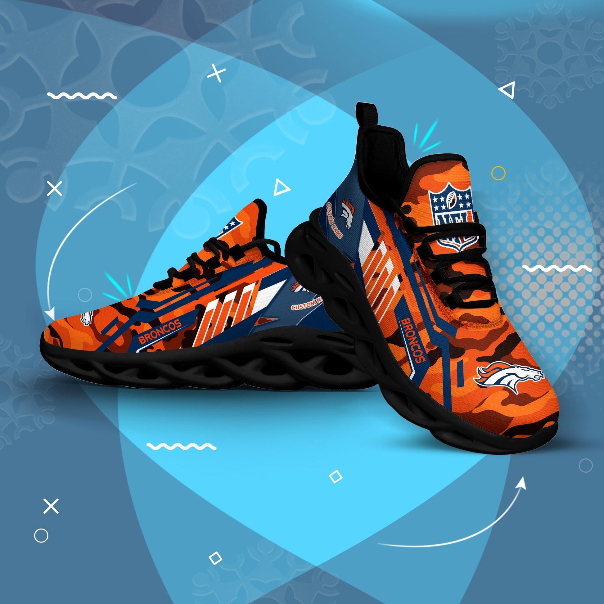 FoxnFish Denver Broncos Max Soul Shoes Sneakers For Men And Women