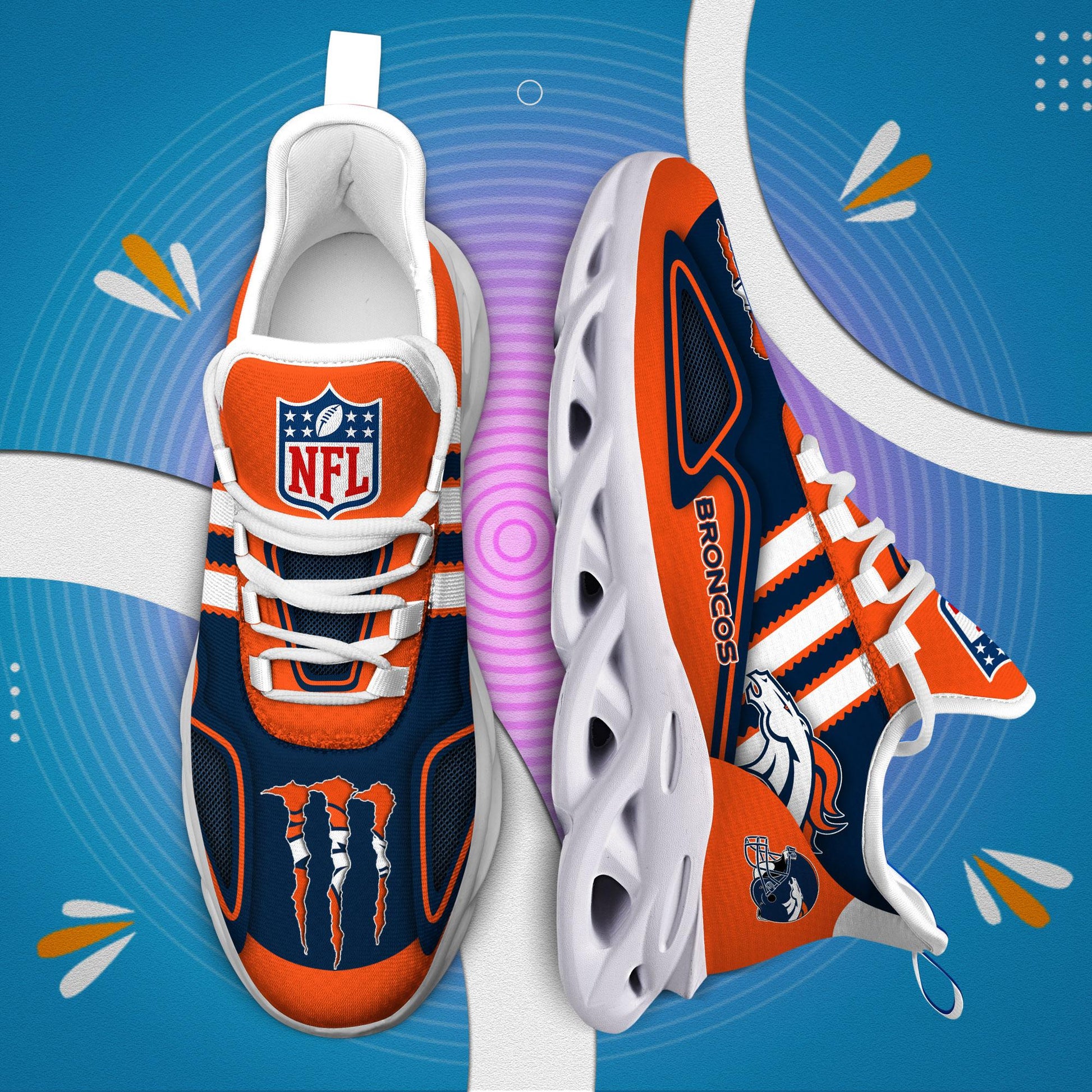 FoxnFish Denver Broncos Max Soul Shoes Sneakers For Men And Women