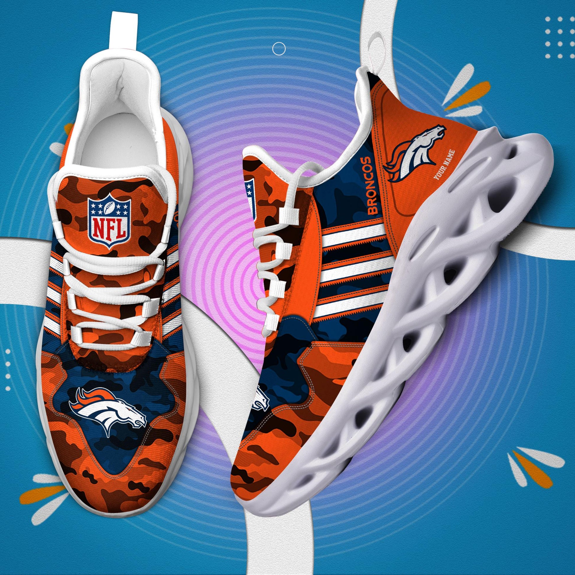 FoxnFish Denver Broncos Max Soul Shoes Sneakers For Men And Women