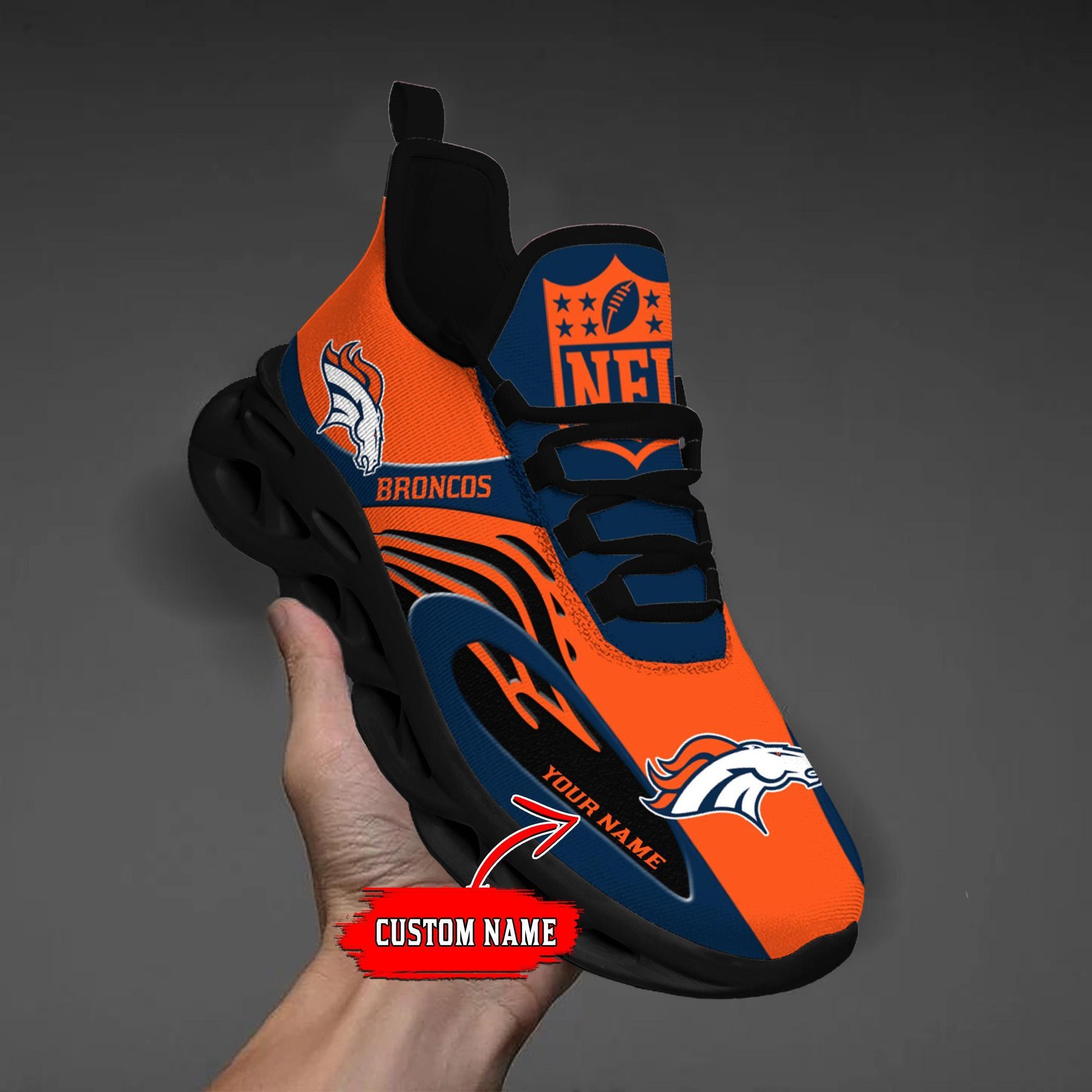 FoxnFish Denver Broncos Max Soul Shoes Sneakers For Men And Women