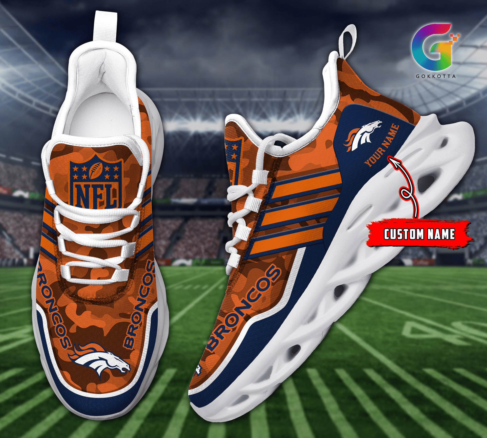 FoxnFish Denver Broncos Max Soul Shoes Sneakers For Men And Women