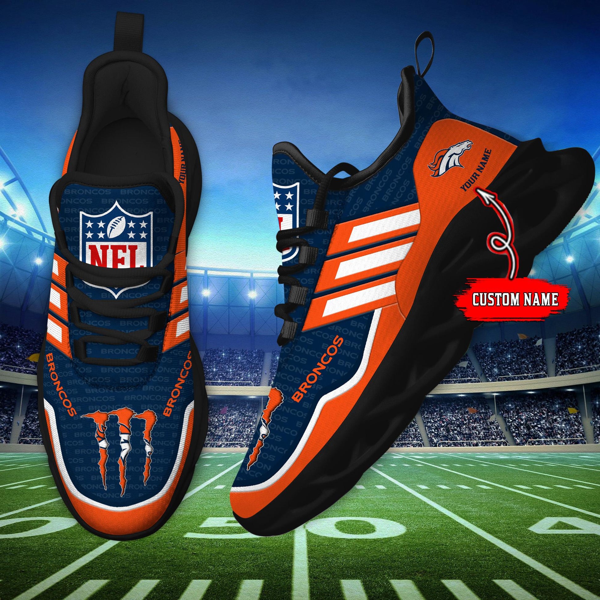 Arcticfootwear Denver Broncos Max Soul Shoes Sneakers For Men And Women