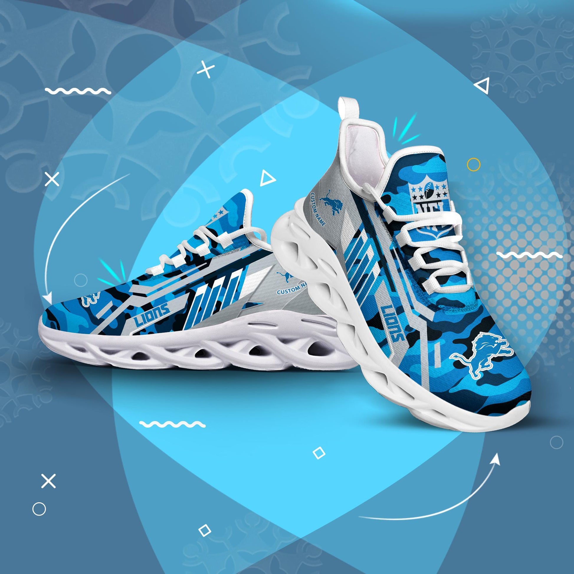 FoxnFish Detroit Lions Max Soul Shoes Sneakers For Men And Women