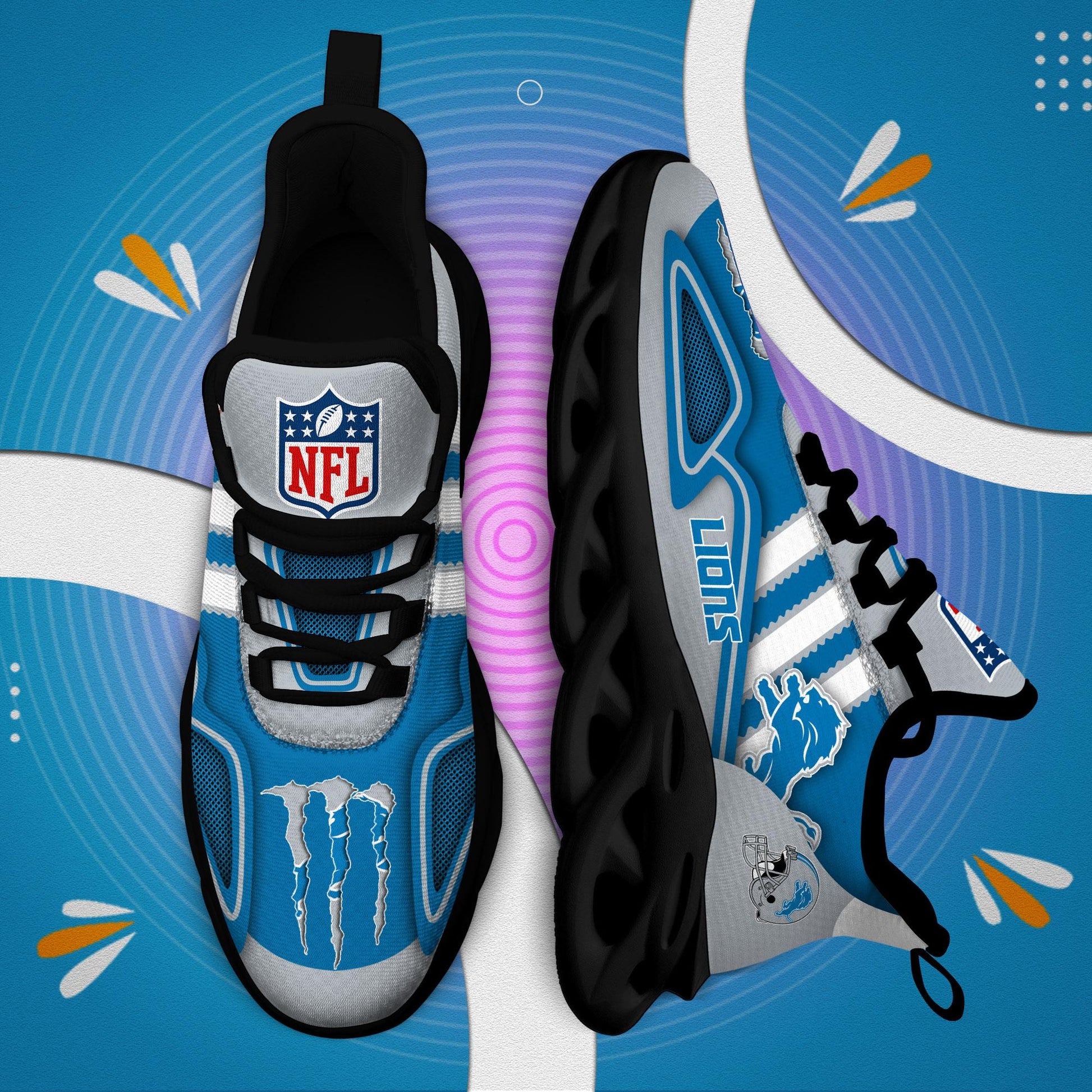 FoxnFish Detroit Lions Max Soul Shoes Sneakers For Men And Women