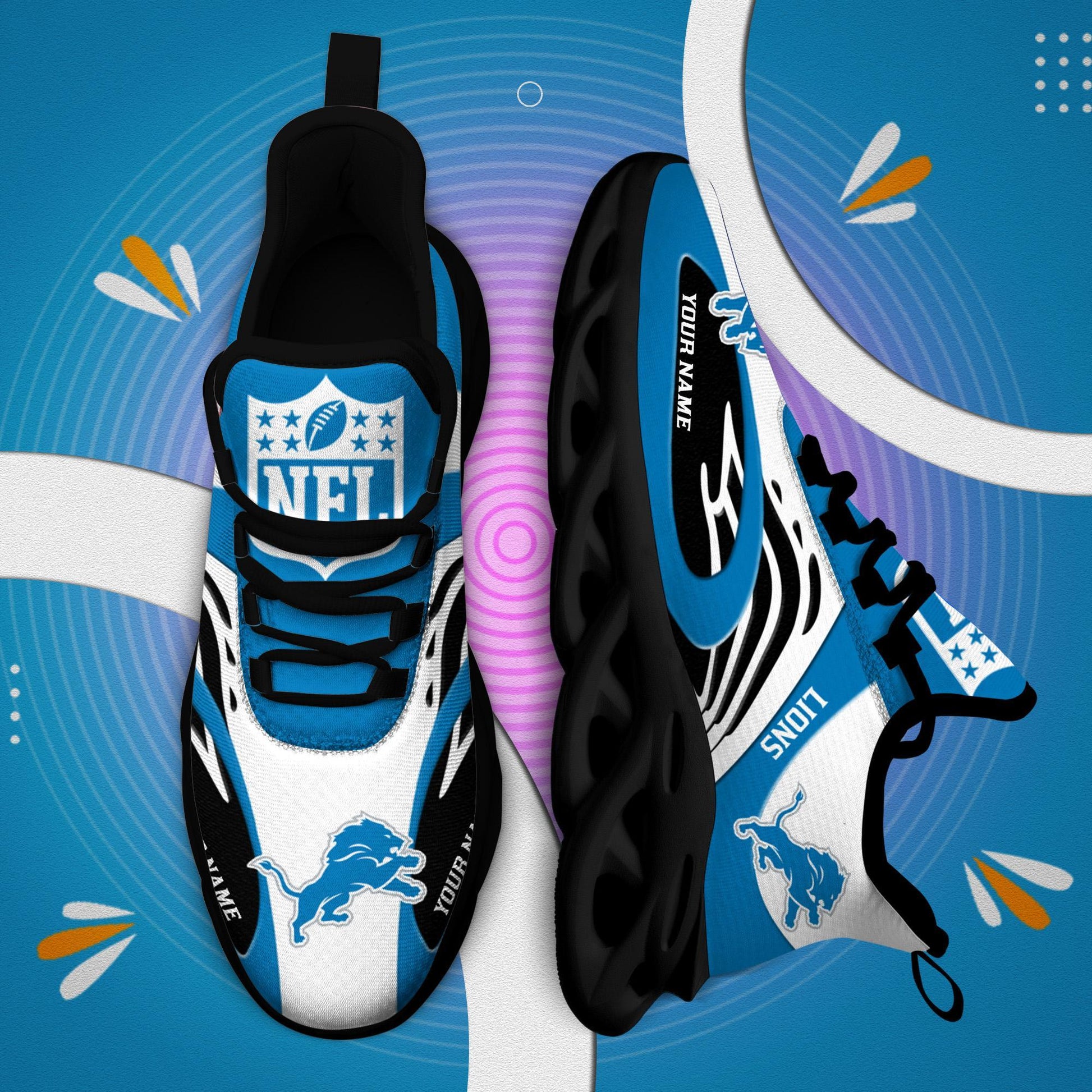 FoxnFish Detroit Lions Max Soul Shoes Sneakers For Men And Women