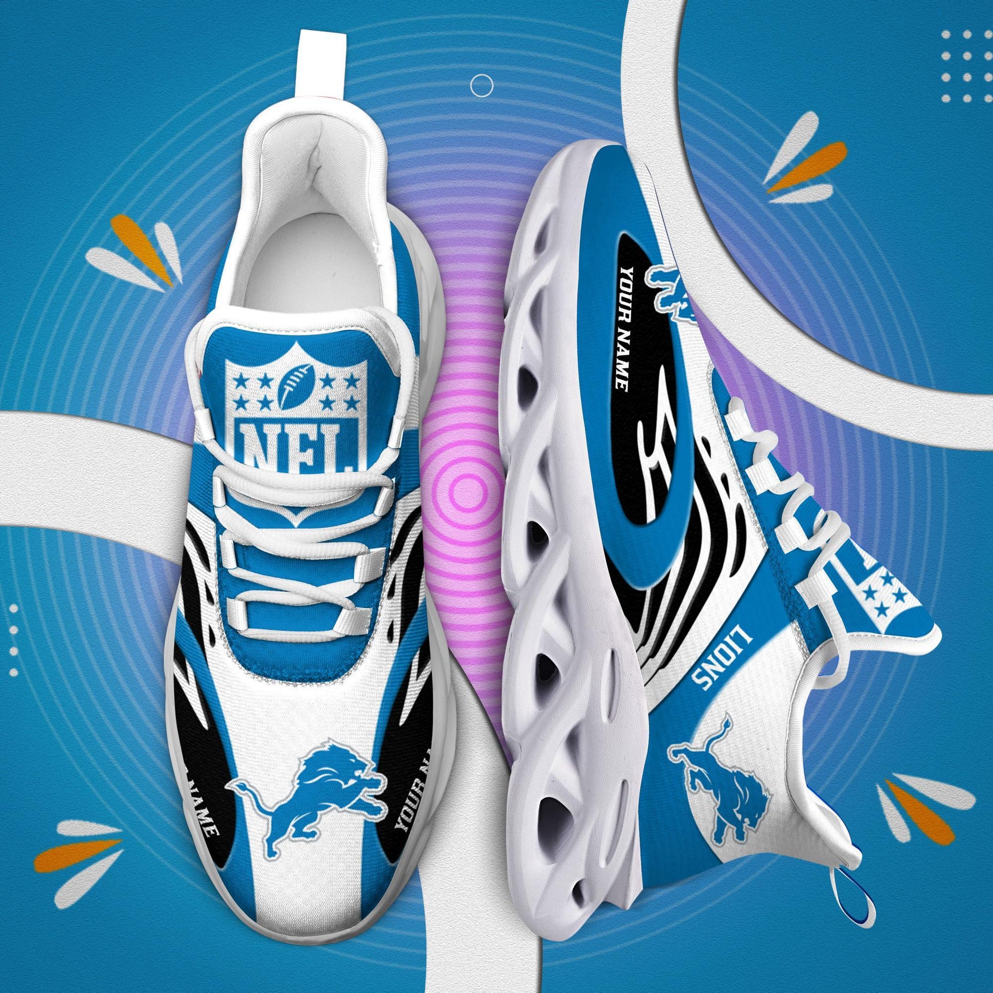 FoxnFish Detroit Lions Max Soul Shoes Sneakers For Men And Women