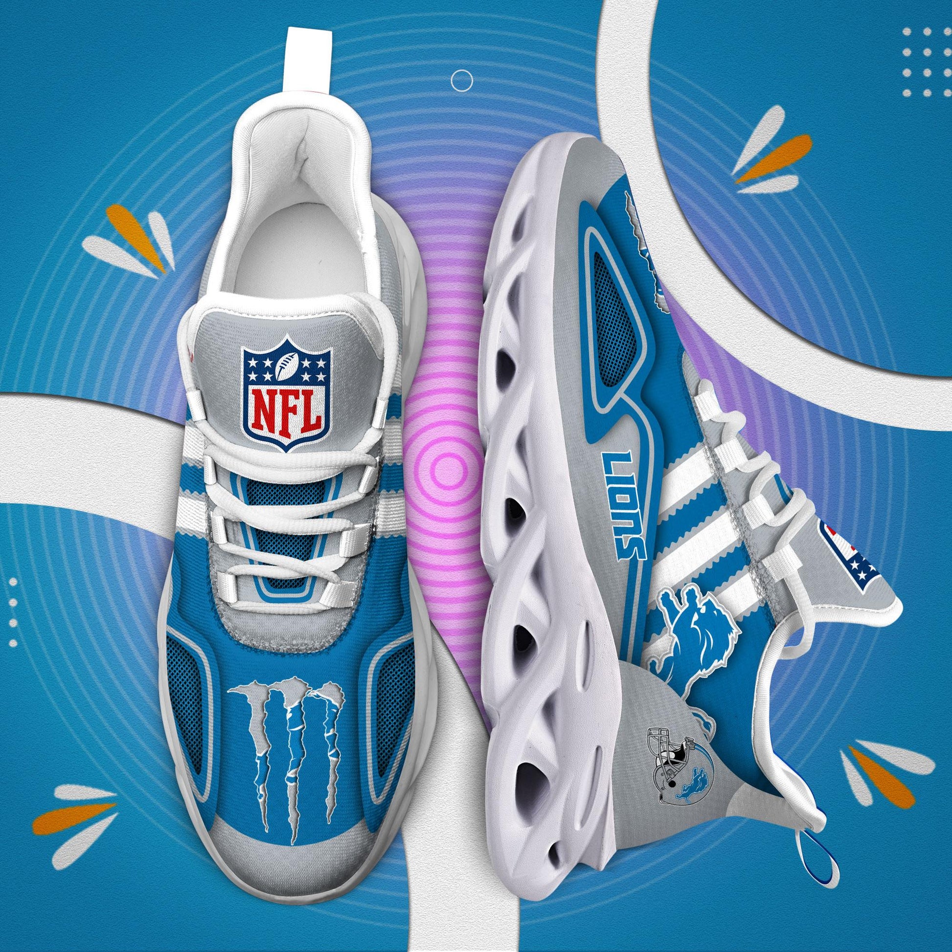 FoxnFish Detroit Lions Max Soul Shoes Sneakers For Men And Women