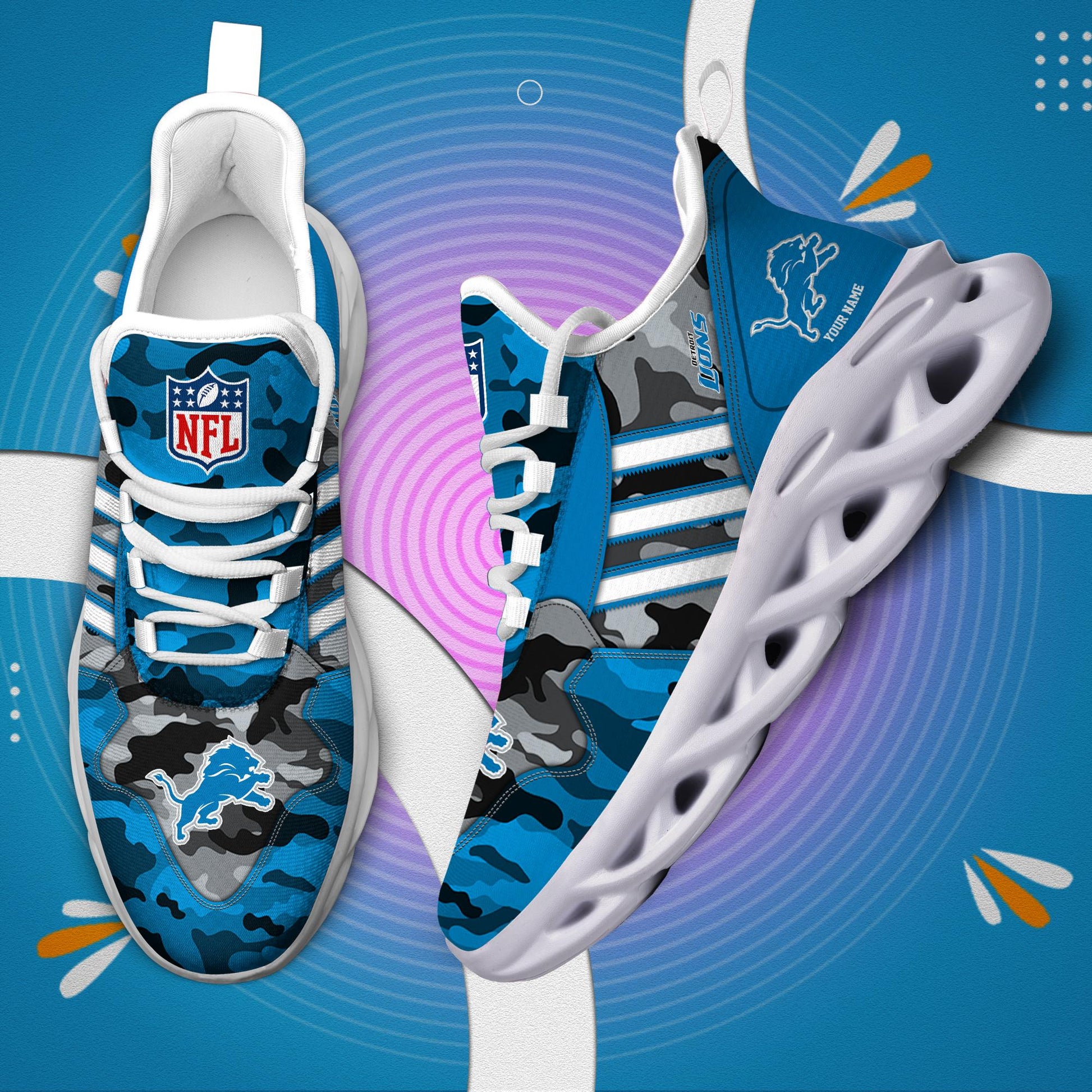 FoxnFish Detroit Lions Max Soul Shoes Sneakers For Men And Women