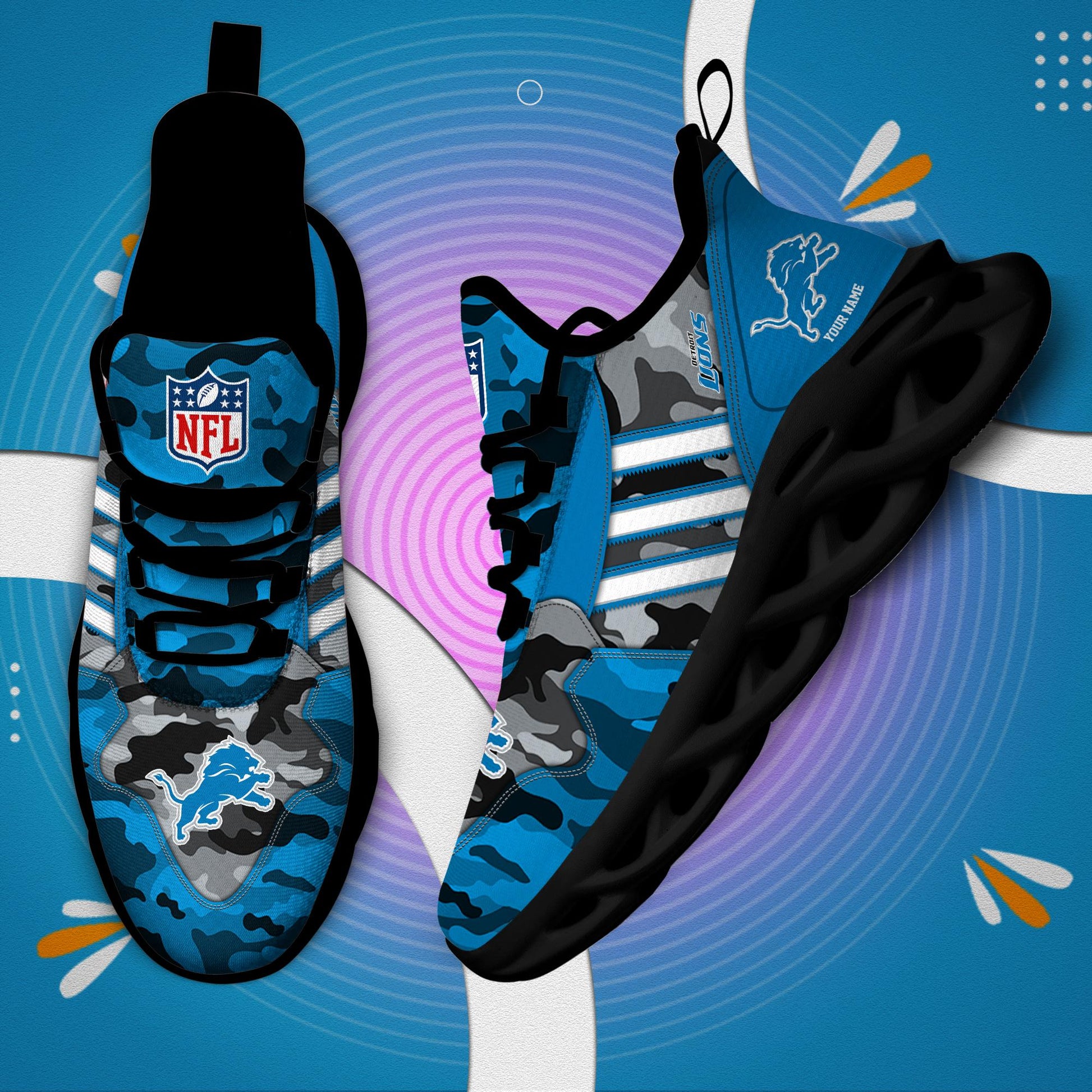 FoxnFish Detroit Lions Max Soul Shoes Sneakers For Men And Women