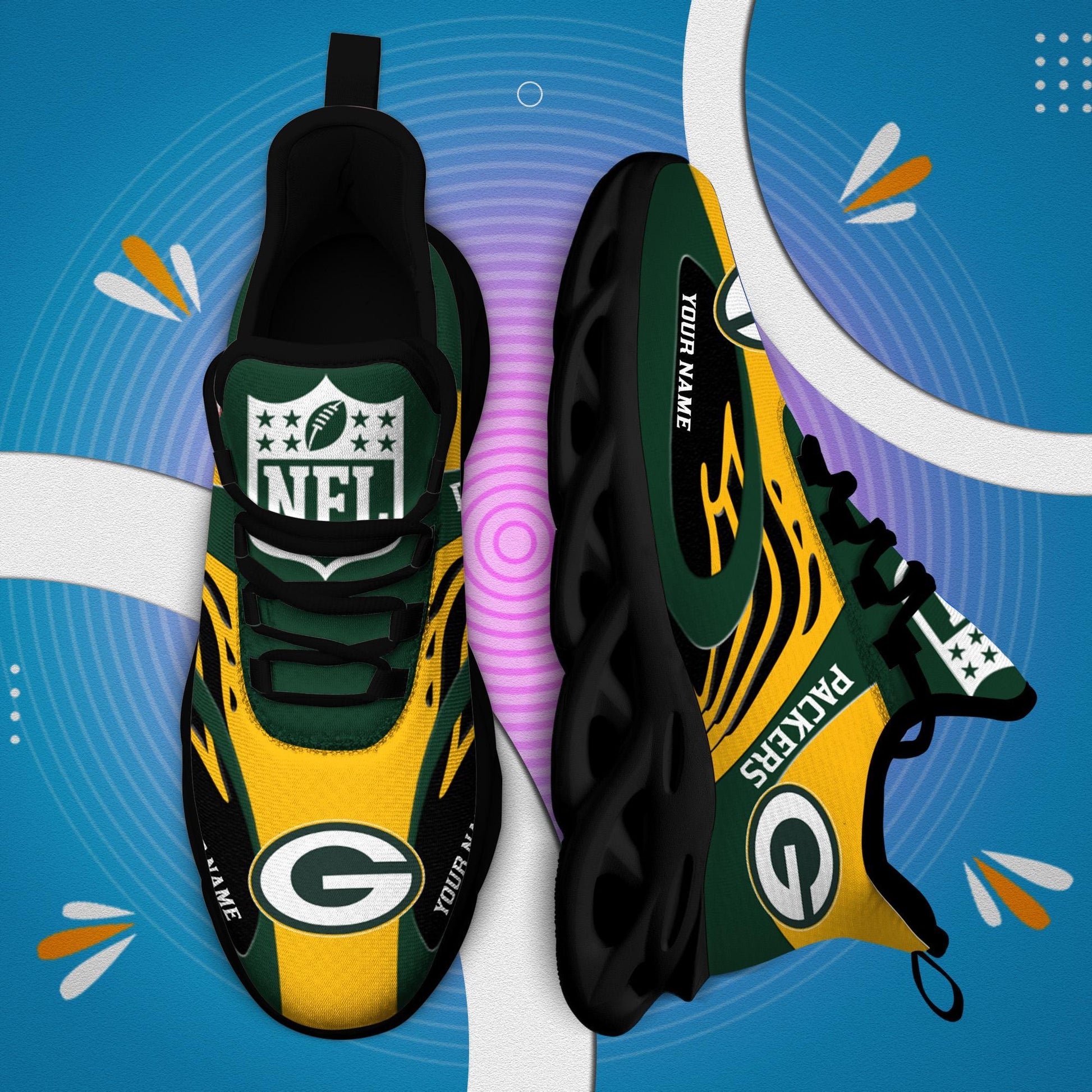 FoxnFish Green Bay Packers Max Soul Shoes Sneakers For Men And Women