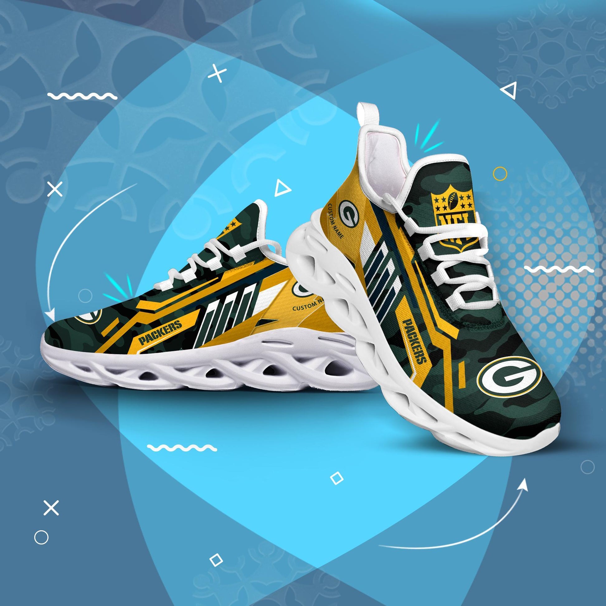 FoxnFish Green Bay Packers Max Soul Shoes Sneakers For Men And Women