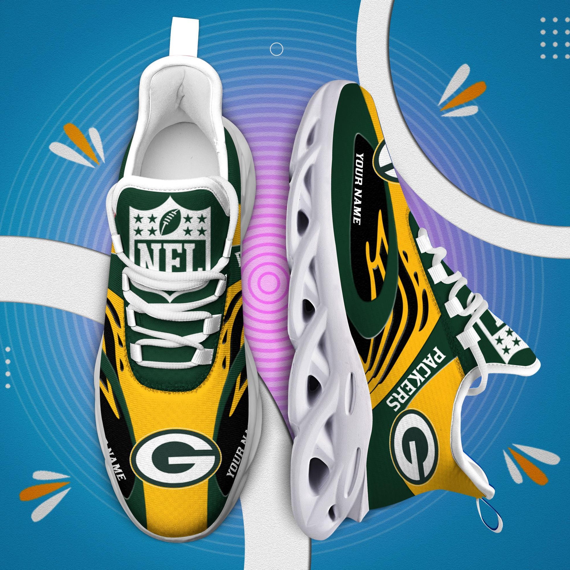 FoxnFish Green Bay Packers Max Soul Shoes Sneakers For Men And Women