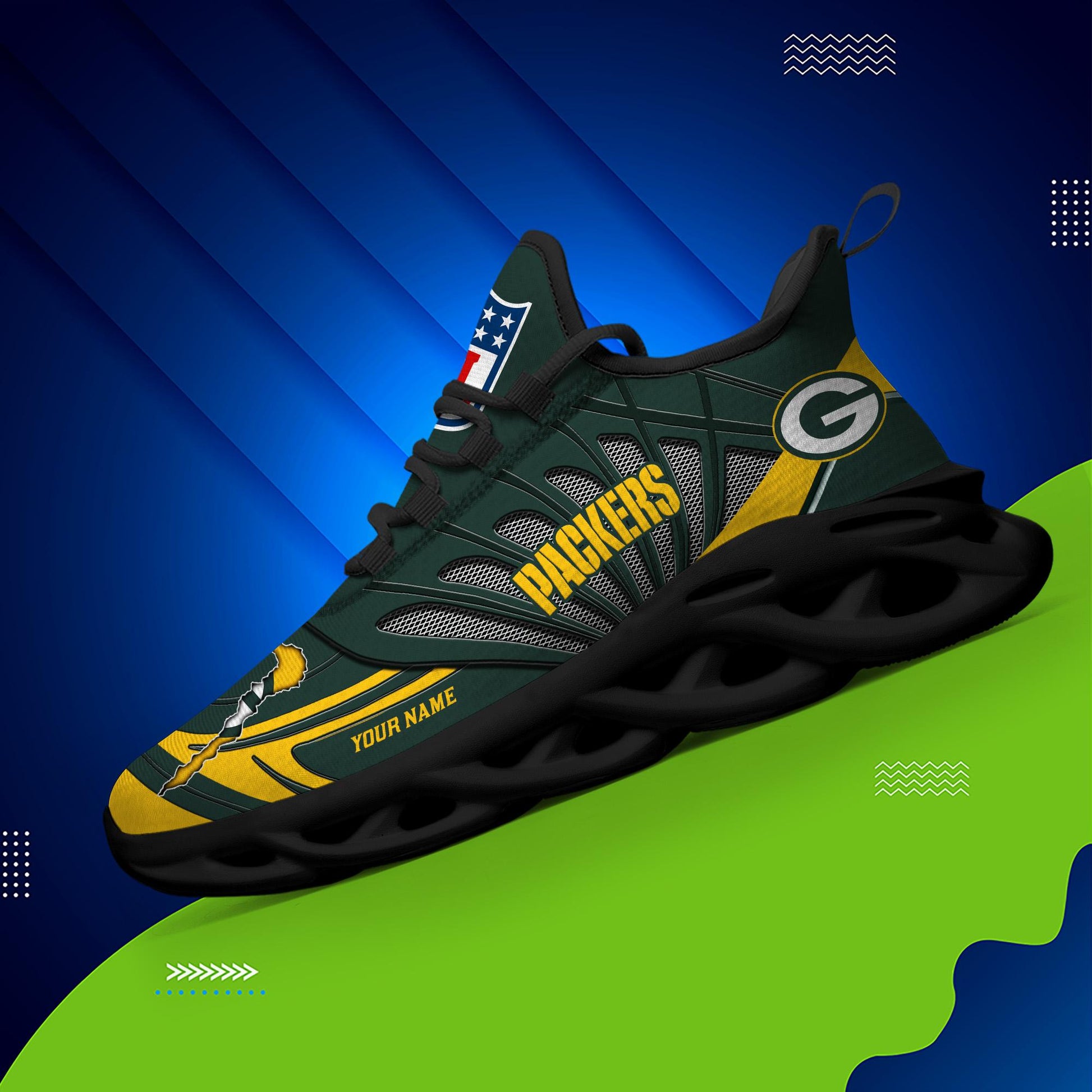 FoxnFish Green Bay Packers Max Soul Shoes Sneakers For Men And Women