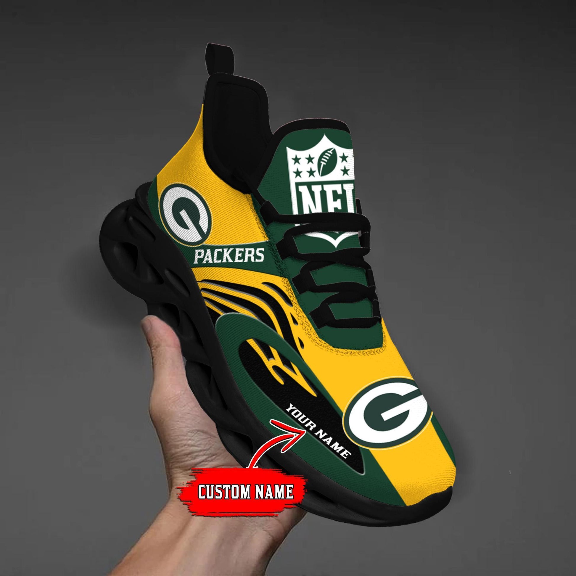 FoxnFish Green Bay Packers Max Soul Shoes Sneakers For Men And Women