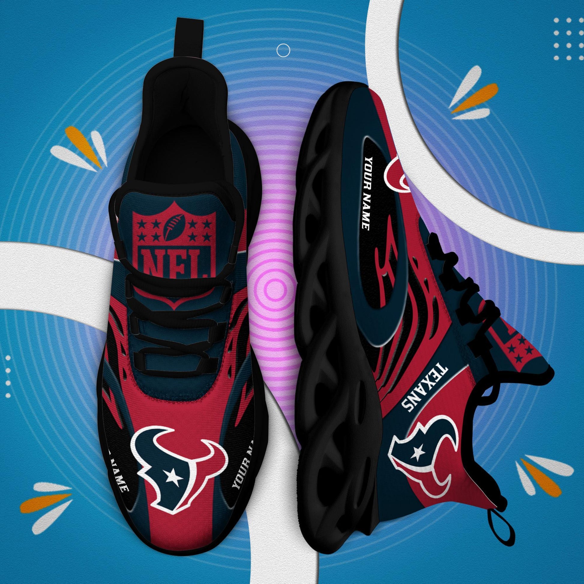 FoxnFish Houston Texans Max Soul Shoes Sneakers For Men And Women