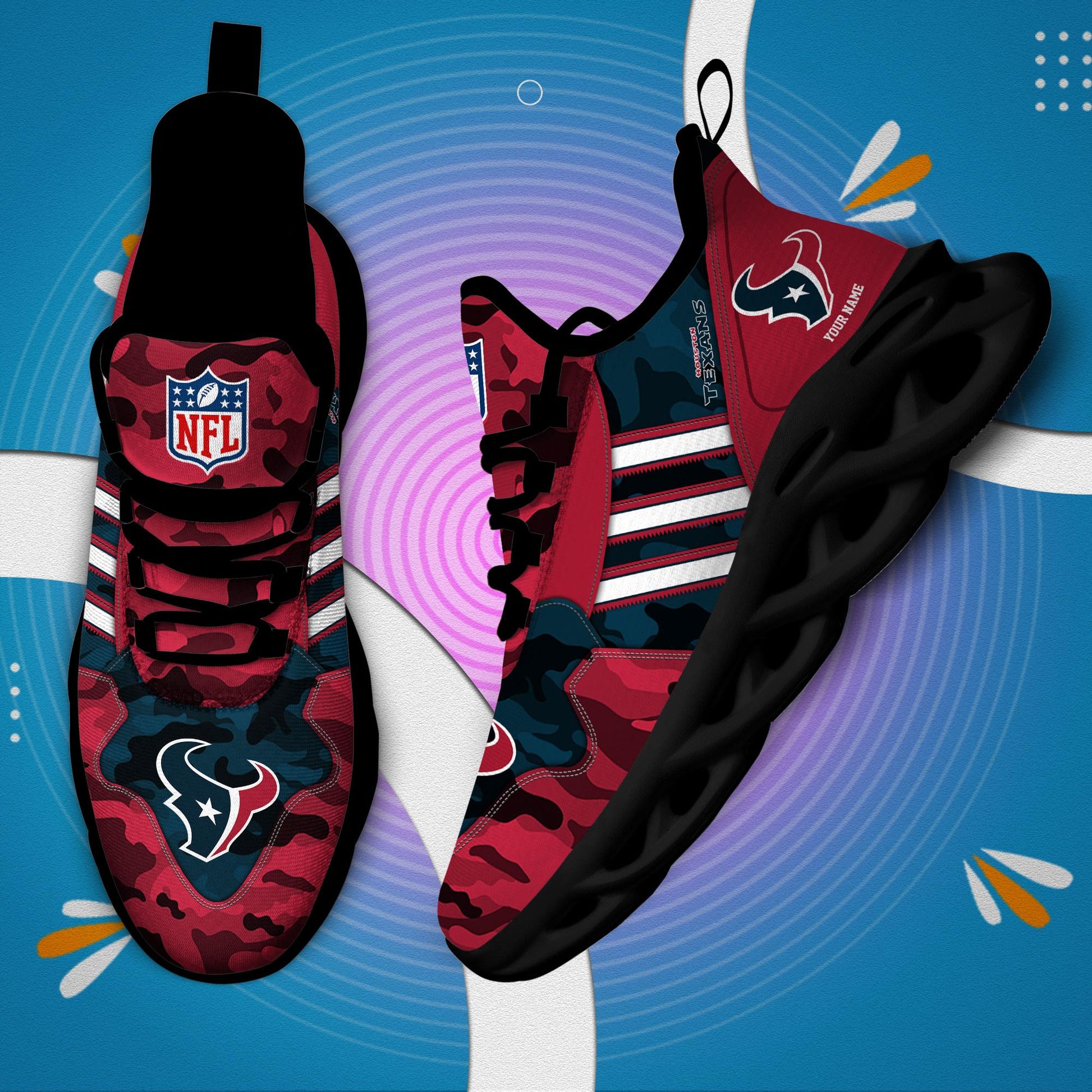 FoxnFish Houston Texans Max Soul Shoes Sneakers For Men And Women