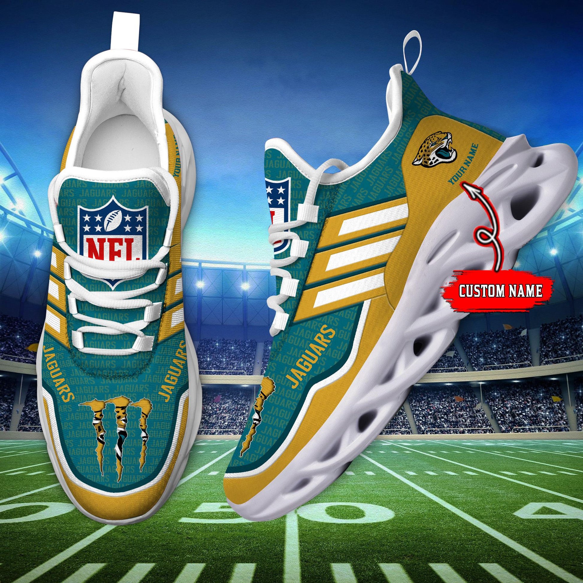 FoxnFish Jacksonville Jaguars Max Soul Shoes Sneakers For Men And Women