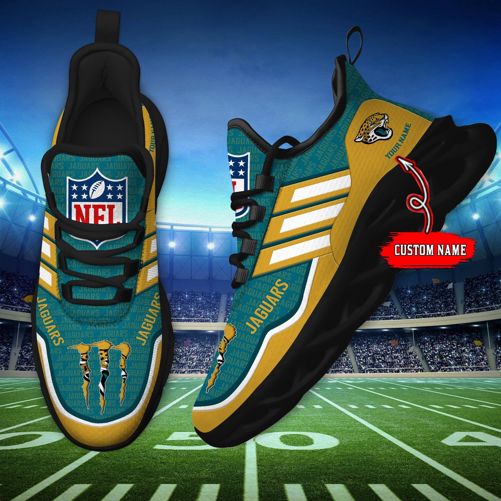 Arcticfootwear Jacksonville Jaguars Max Soul Shoes Sneakers For Men And Women