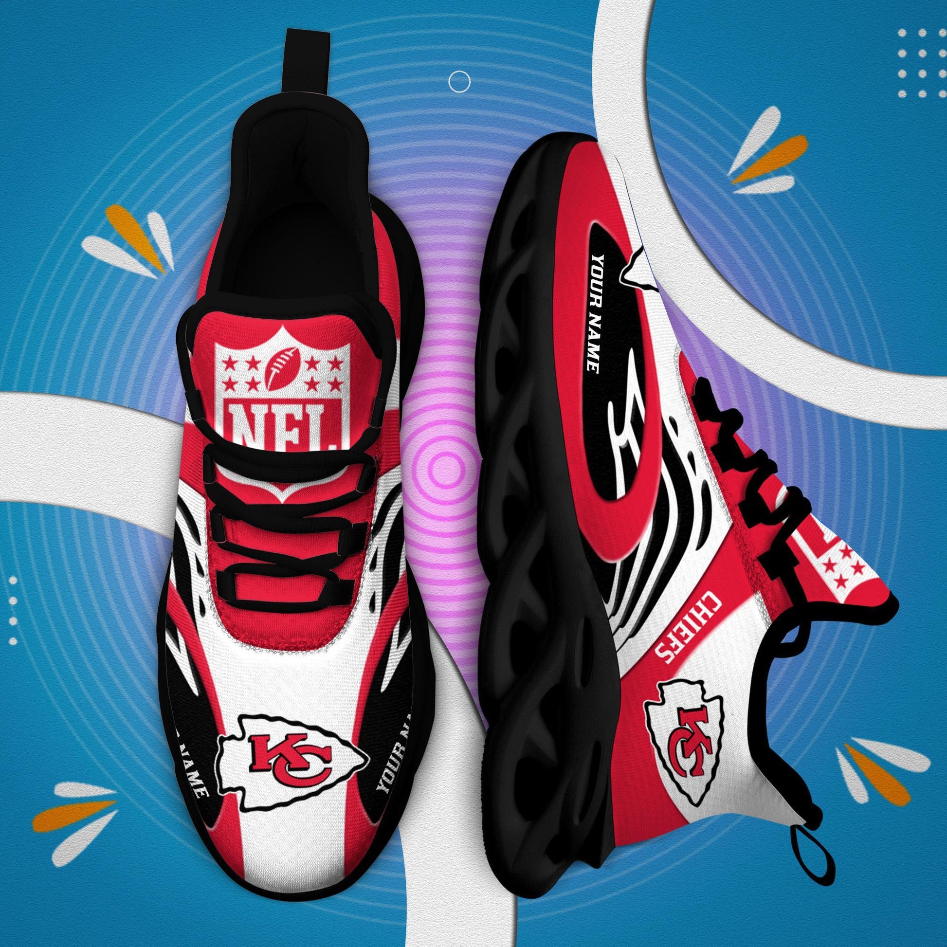 FoxnFish Kansas City Chiefs Max Soul Shoes Sneakers For Men And Women