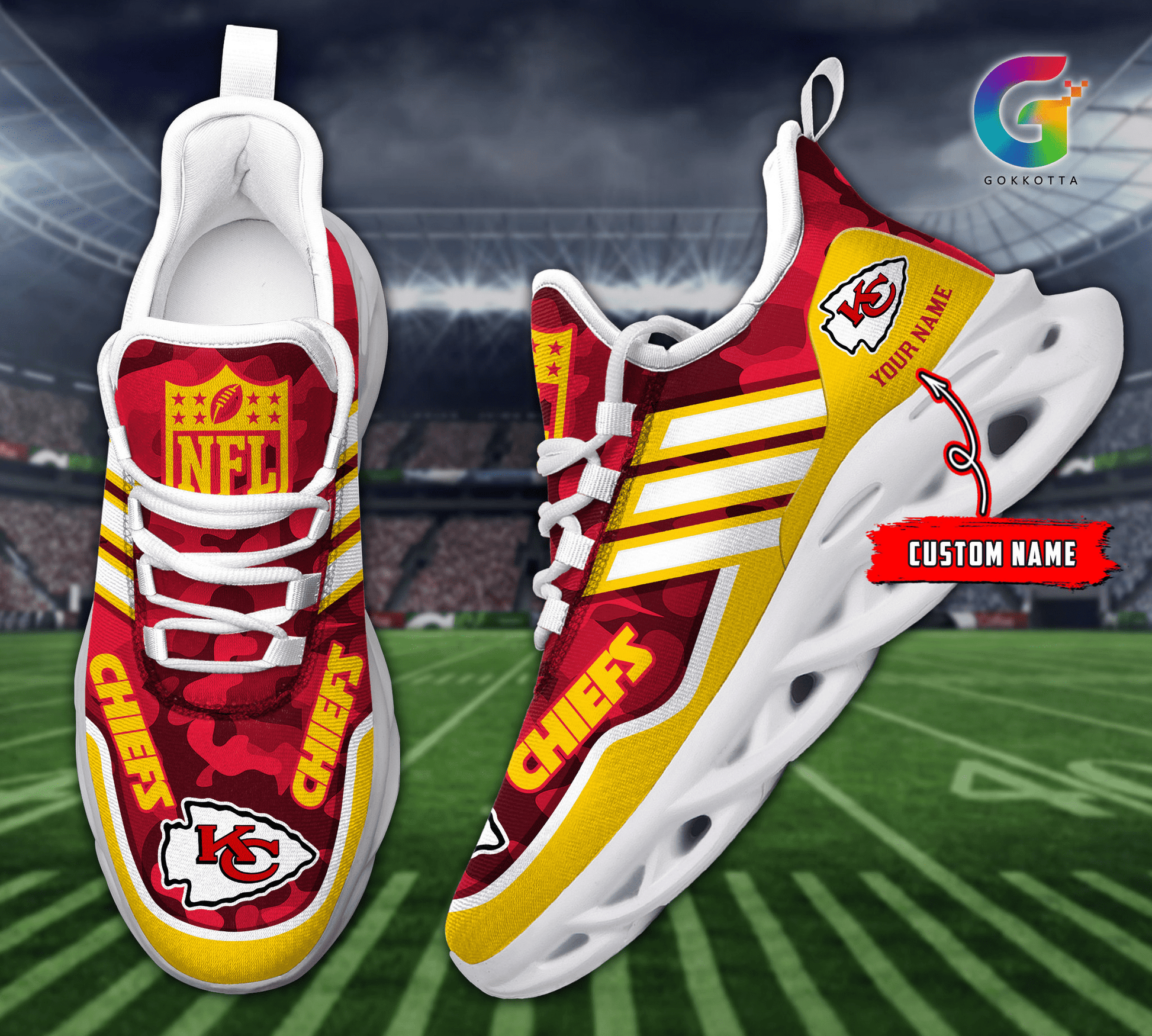 FoxnFish Kansas City Chiefs Max Soul Shoes Sneakers For Men And Women