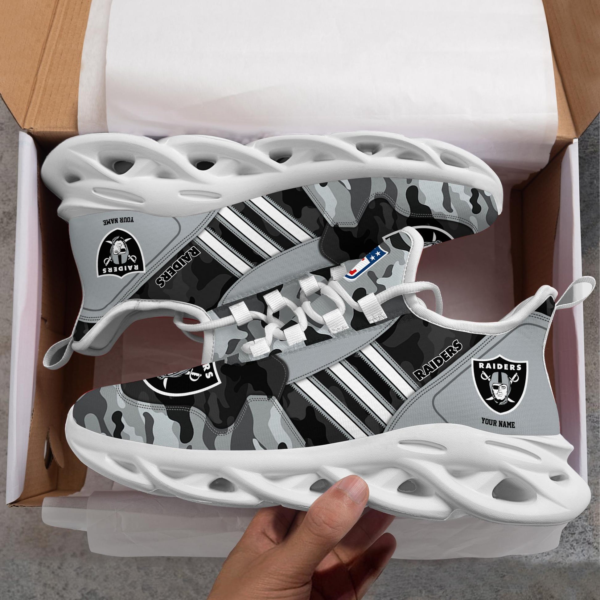 FoxnFish Las Vegas Raiders Max Soul Shoes Sneakers For Men And Women