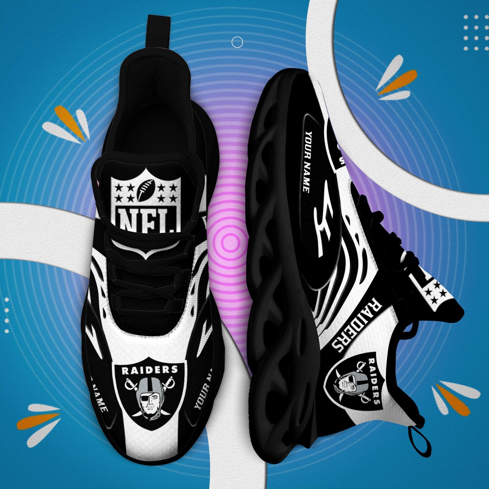 FoxnFish Las Vegas Raiders Max Soul Shoes Sneakers For Men And Women